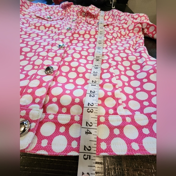 Christopher & Banks Pink and White Notched Collar Jean Jacket - Picture 5 of 7